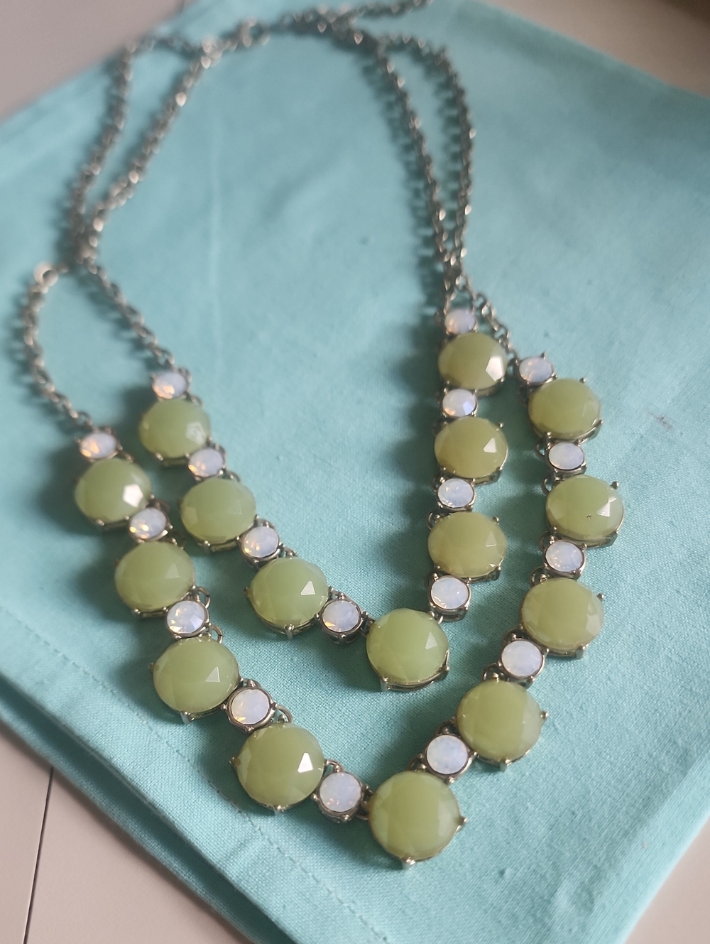 Green Stone & Iridescent Moonstone Statement Necklace - Women Jewelry